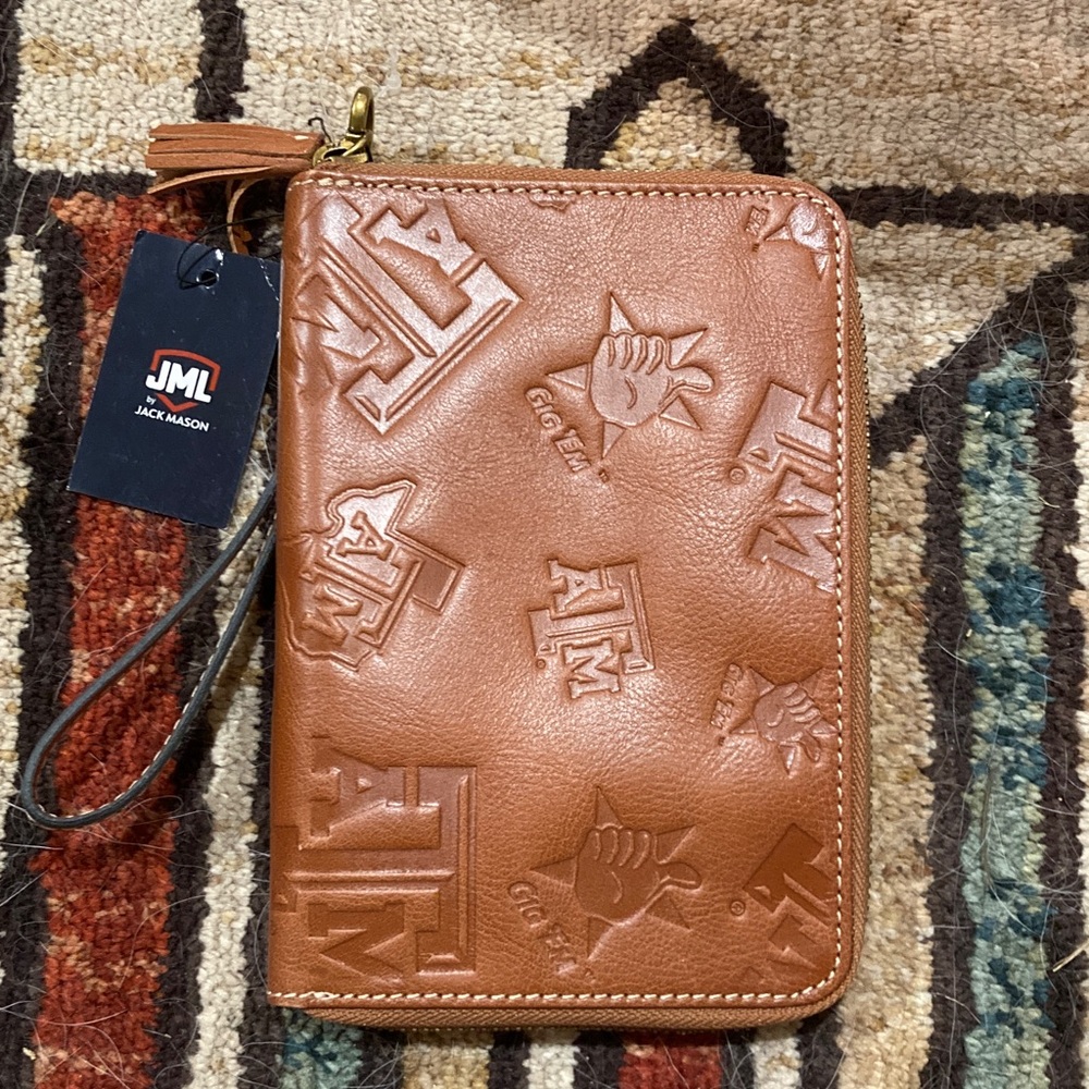 Texas A&M Jack Mason Brown Embossed Wristlet